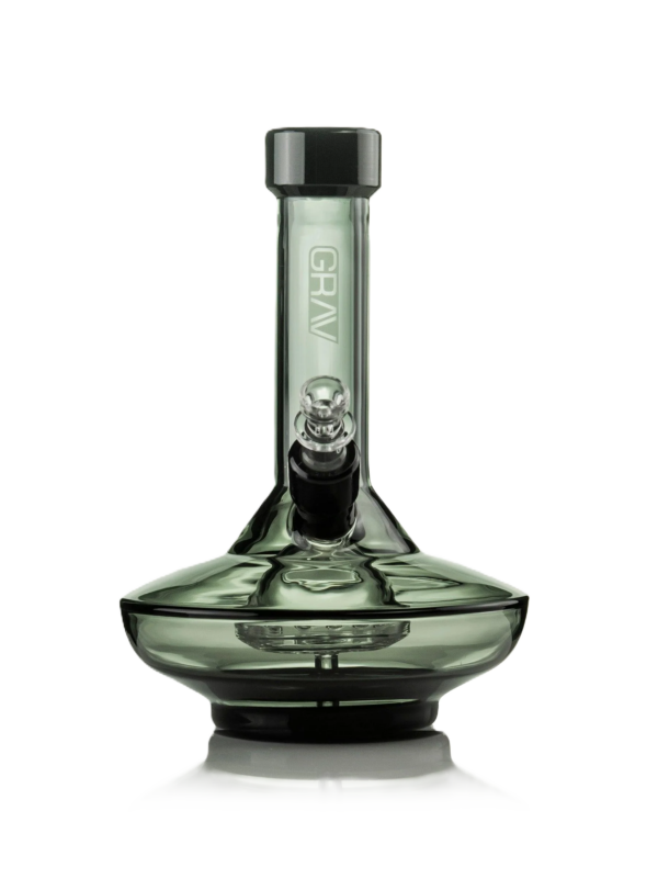 GRAV SMALL WIDE BASE WATER PIPE IN SMOKE WITH BLACK ACCENTS